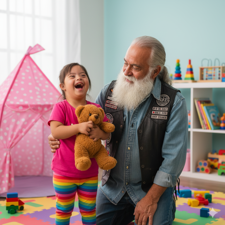 Un biker vio a 43 familias rechazar a esta niña con síndrome de Down antes de hacer algo impensable.