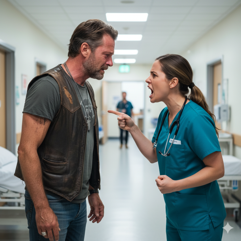 La administradora del hospital prohibió a este motociclista ver a su recién nacida moribunda hasta que se quitara su chaleco