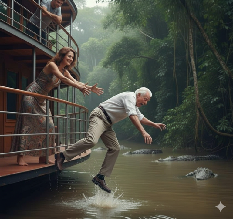 “Baja al río con los cocodrilos”, me susurró mi nuera mientras me empujaba al río Amazonas.