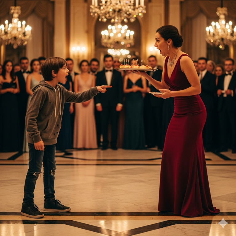 ¡No comas eso! ¡Hay veneno en la comida! —advirtió el niño negro sin hogar, la señora rica lo regañó en la cara… pero minutos después, ella misma se desplomó frente a la mesa del banquete…