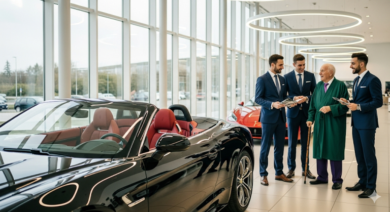 CONCESIONARIA IGNORA UN HOMBRE MAYOR. AL DÍA SIGUIENTE, COMPRA LA EMPRESA Y DESPIDE A LOS EMPLEADOS….