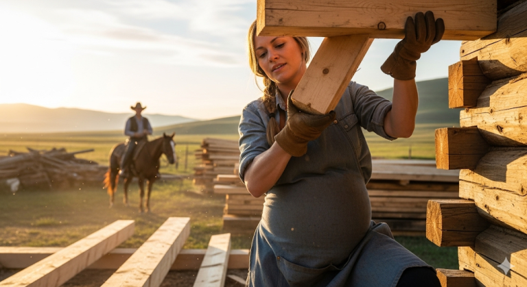 Mujer embarazada construyó una cabaña con sus propias Manos… Hasta que un Vaquero Rico vio su Fuerza….