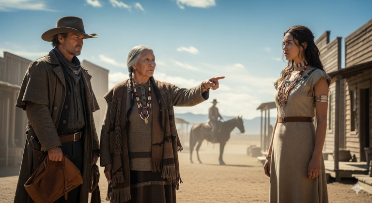 “Escuché que quieres una esposa, mi hija es perfecta para ti”, dijo la mujer apache a la que ayudé…..