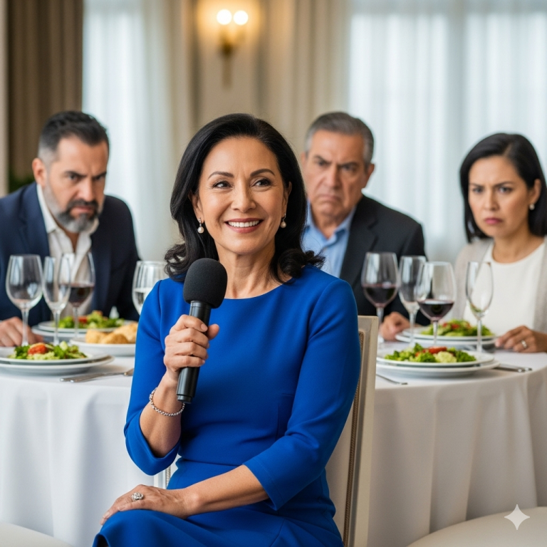 En la boda, el hijo insultó a su madre llamándola “presidiaria” y “pordiosera”, y le ordenó que se marchara. Pero ella tomó el micrófono y comenzó un discurso…