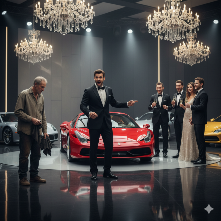 “¡TE DOY MI FERRARI SI LO ENCIENDES!” EL MILLONARIO HUMILLÓ AL VIEJO HAMBRIENTO Y EL FINAL LOS CALLÓ…