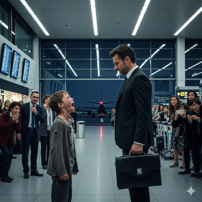“¡No subas al avión! ¡Va a explotar!” – Gritó un niño sin hogar a un empresario rico, y la verdad dejó a todos sin palabras…