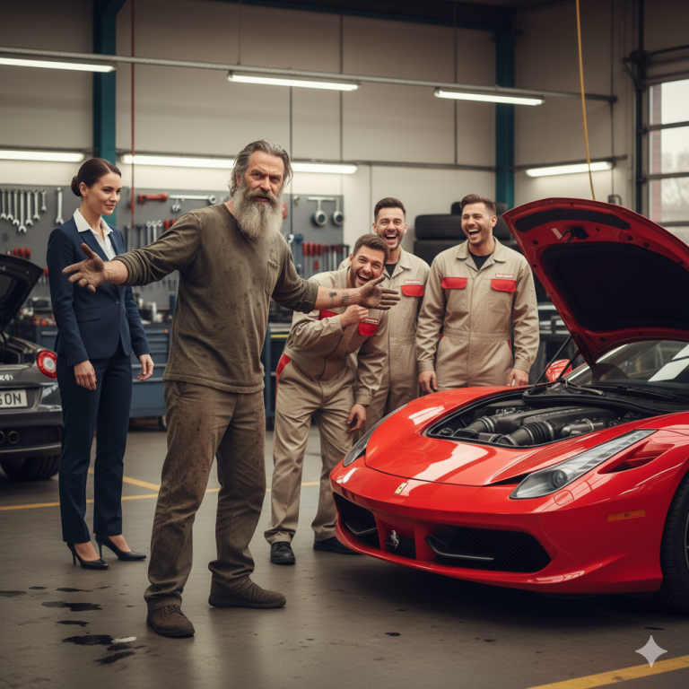 ¿PUEDO ARREGLARLO A CAMBIO DE COMIDA?” — SE RIERON, SIN IMAGINAR QUE ERA UNA LEYENDA DEL AUTOMOVIL..