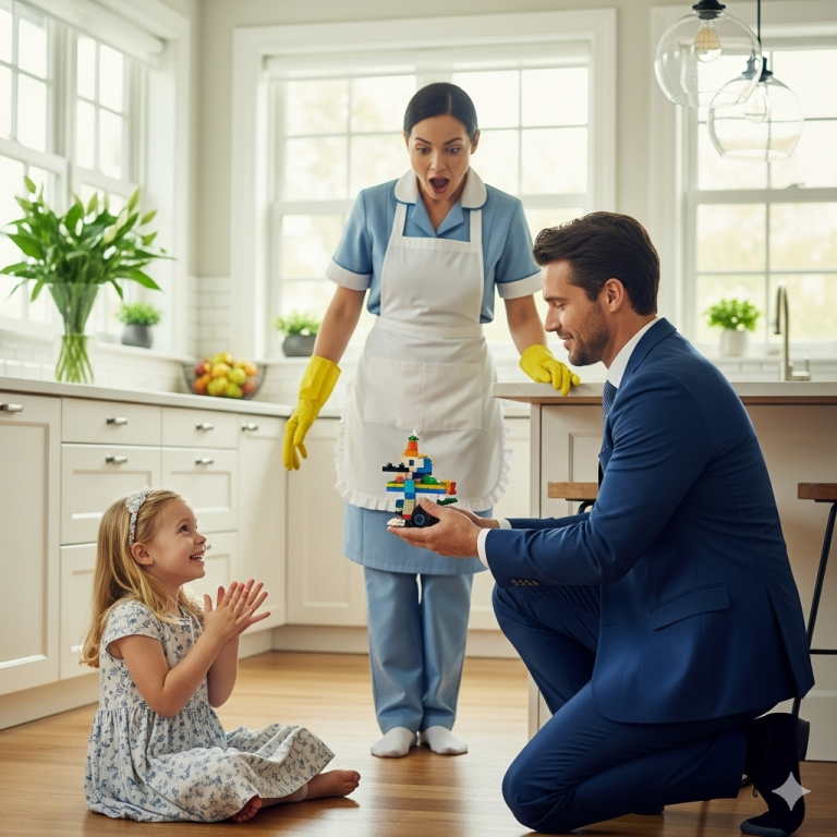 LA HUMILDE EMPLEADA LLEVA A SU HIJITA AL TRABAJO… Y EL GESTO DEL MILLONARIO DEJÓ A TODOS EN SHOCK