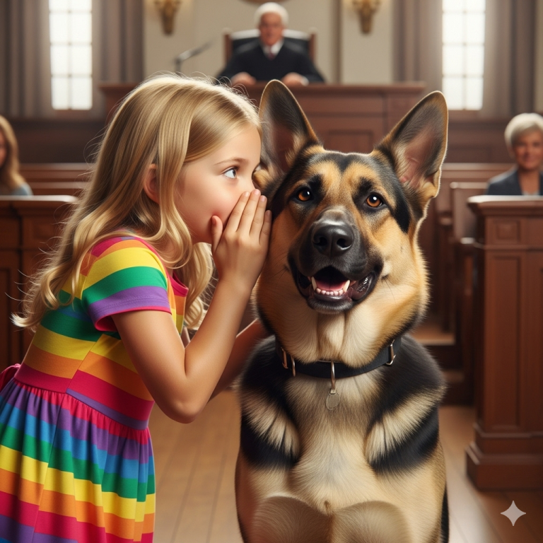 NIÑA DE 3 AÑOS LE SUSURRA ALGO A UN PERRO POLICÍA EN EL TRIBUNAL — ¡SEGUNDOS DESPUÉS…