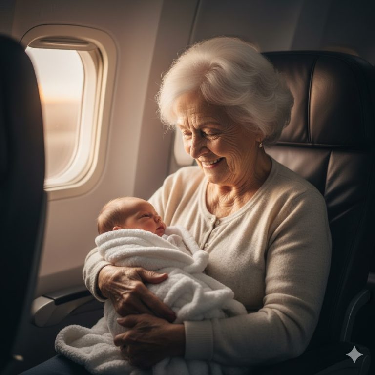 Un hombre me echó del asiento del avión porque mi nieta lloraba… pero jamás imaginó quién aparecería para defendernos.