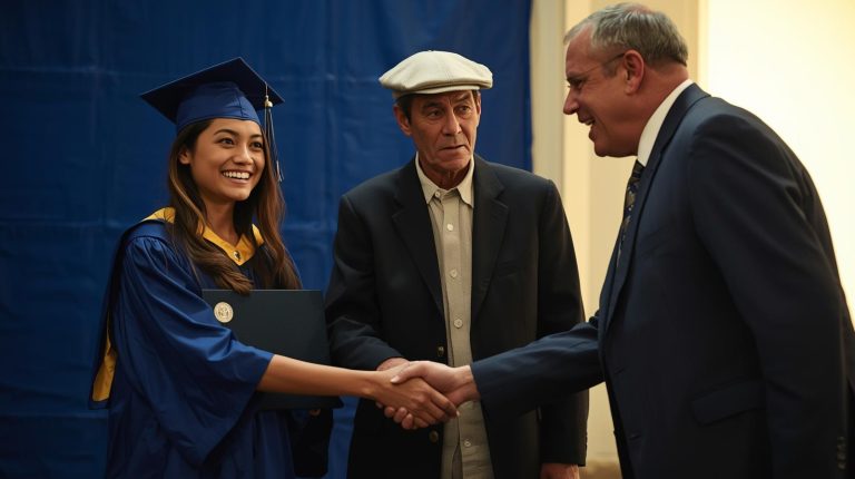 25 Años de Cemento y Polvo por la Máxima Distinción Académica: La Reacción de Asombro y Emoción del Profesor al Encontrarse con el Padrastro Obrero de la Nueva Doctora.