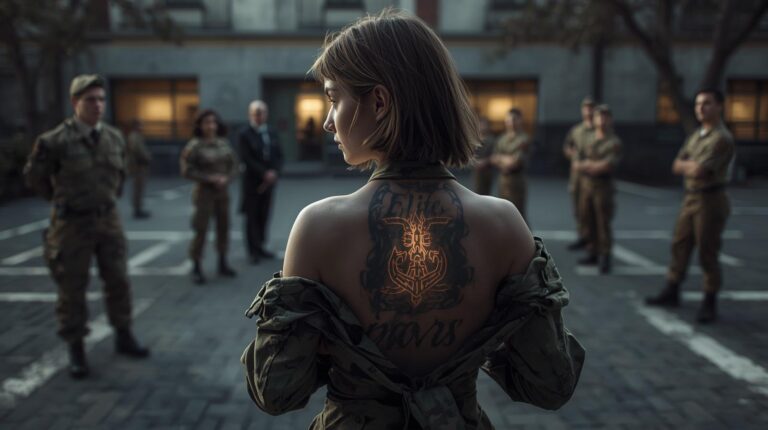 La cadete más débil del patio… hasta que vieron el tatuaje en su espalda.