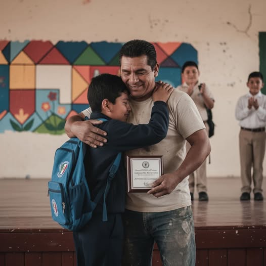 Ella no podía ocultar su vergüenza al ver a su padre albañil en su día de graduación
