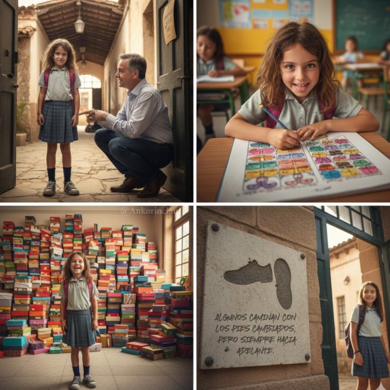 Una niña que iba a la escuela con los zapatos cambiados — pero no por error. Cuando el director le preguntó por qué, su respuesta dejó a todos en silencio.