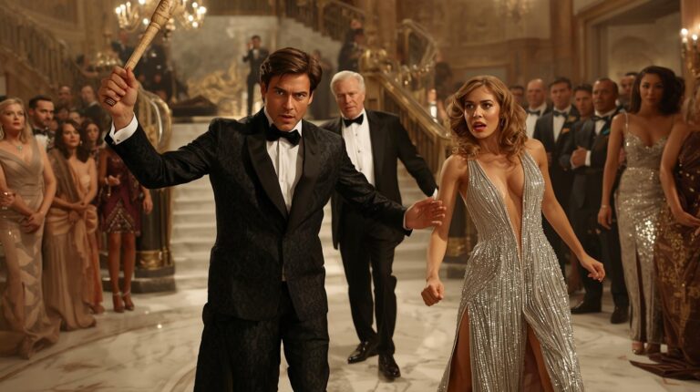 El esposo golpeó a su esposa con un palo en medio de una fiesta solo para presumir frente a sus amigos… pero la venganza secreta de su suegro, un multimillonario CEO, dejó a todos en shock.