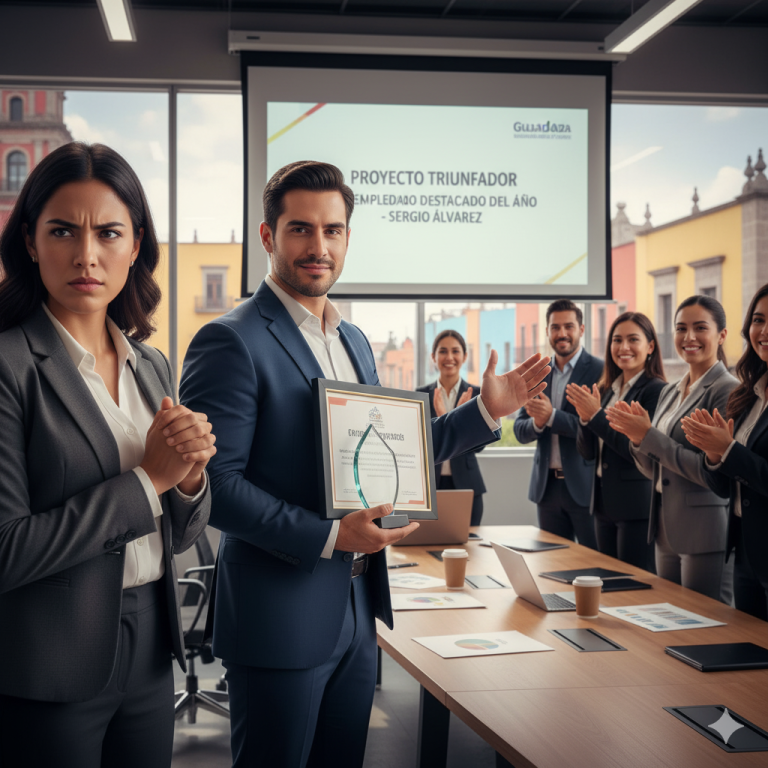 “Cuando tu colega se lleva tu esfuerzo: la verdad detrás del premio en la oficina de Guadalajara”