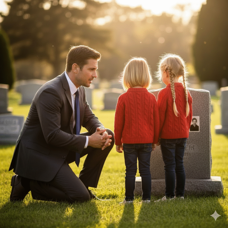 “Volvió al cementerio para despedirse… pero encontró a dos niñas que lo miraban y decían: ‘Papá’.”