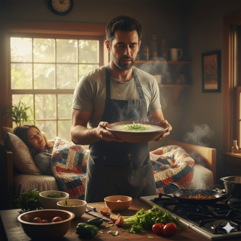 “Nadie imaginó que el hombre más torpe en la cocina haría el gesto más hermoso por amor… y que ese día cambiaría sus vidas para siempre”