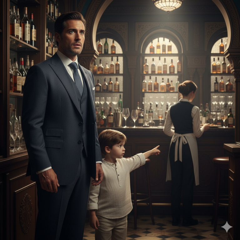 «¡Papá, esa camarera se parece a mamá!» — El millonario se dio la vuelta y se quedó paralizado… ¡Su esposa había muerto!