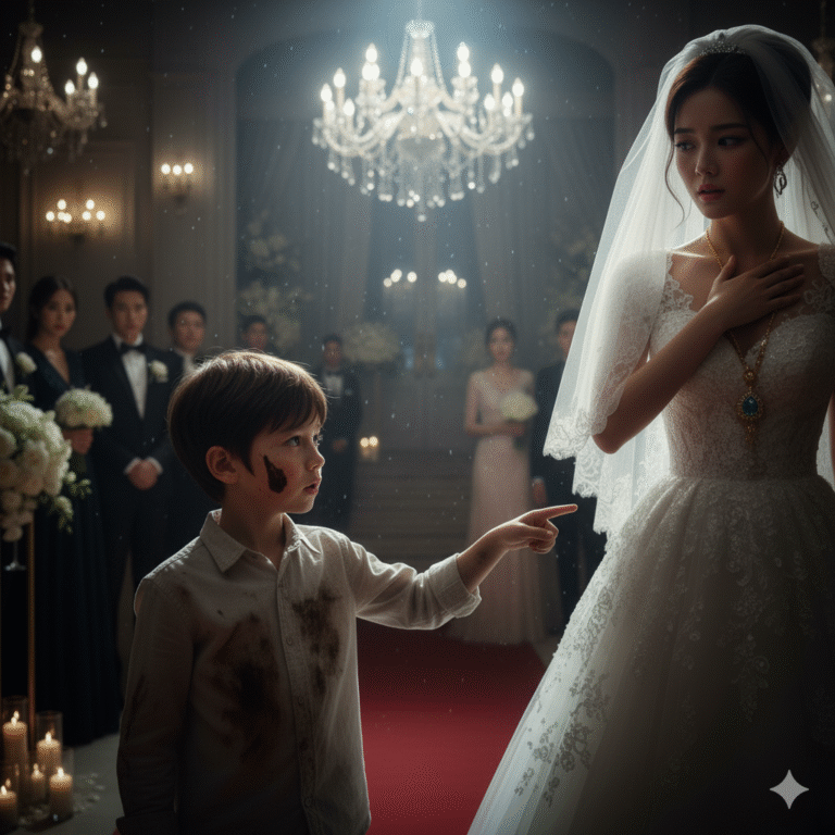 “¿Por qué esa novia lleva mi pulsera?” — el tembloroso susurro de un niño mendigo hizo que todo el salón de bodas quedara en un silencio sepulcral.