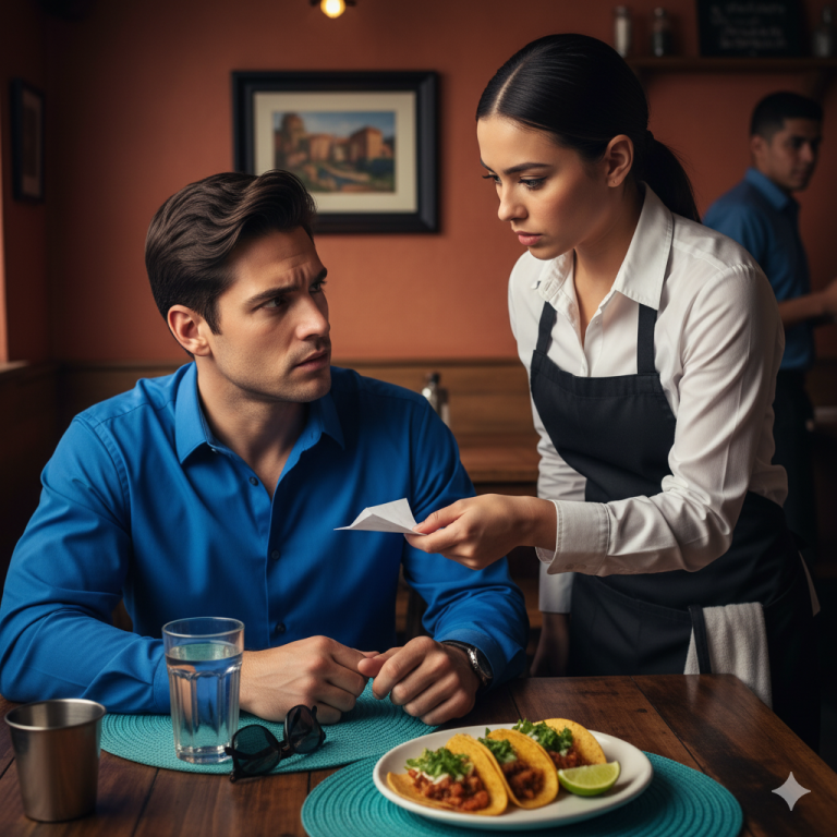 MILLONARIO DISFRAZADO PIDE TACO – MESERA LE DA UNA NOTA QUE LO DEJA PARALIZADO
