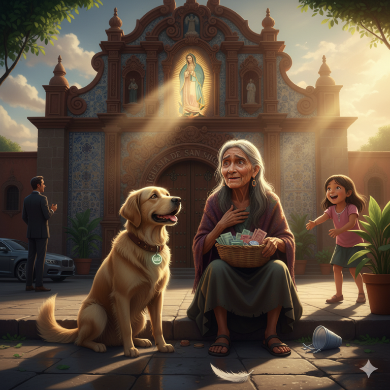 🌧️ “Nadie la miró al salir de misa… pero un milagro en forma de perro cambió todo frente a la iglesia del centro” 🌟
