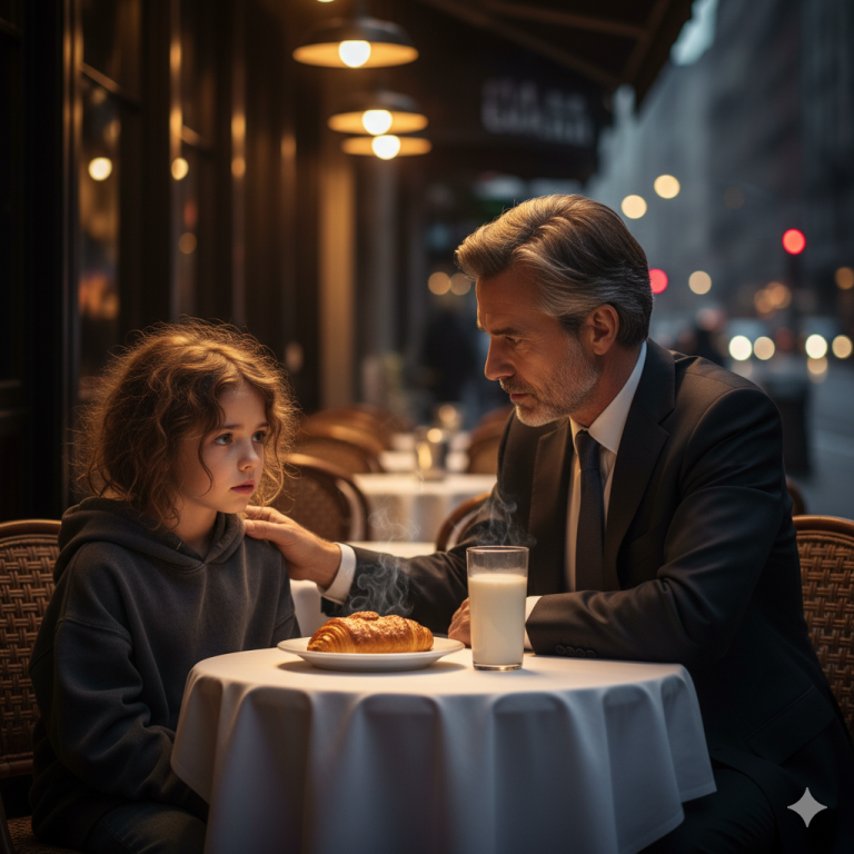 “¿Puedo cenar con usted, señor?” – preguntó la niña sin hogar al millonario. Su respuesta conmovió a todo el restaurante.