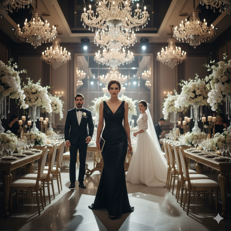 El salón estaba lleno de flores, música elegante y sonrisas falsas. Cuando Martín vio entrar a ella, sintió un escalofrío recorrerle la espalda.