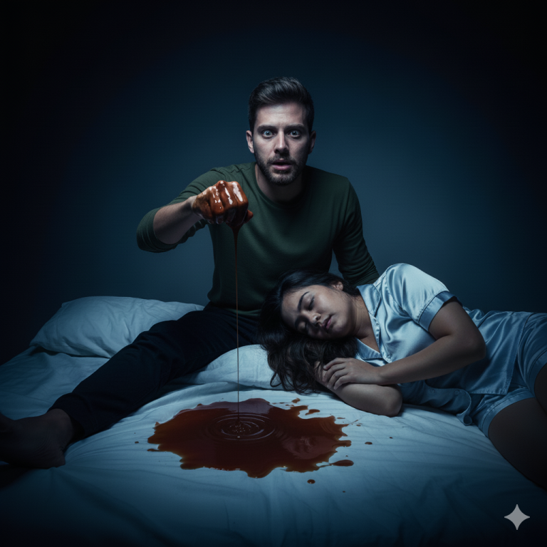 La cama de mi esposa siempre está mojada, pero cuando duermo a su lado, es sangre en lugar de agua