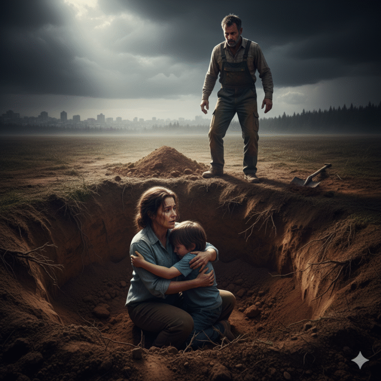 Un padre soltero observa a una mujer y a su hijo en un hoyo recién cavado… Lo que hace a continuación es horroroso.