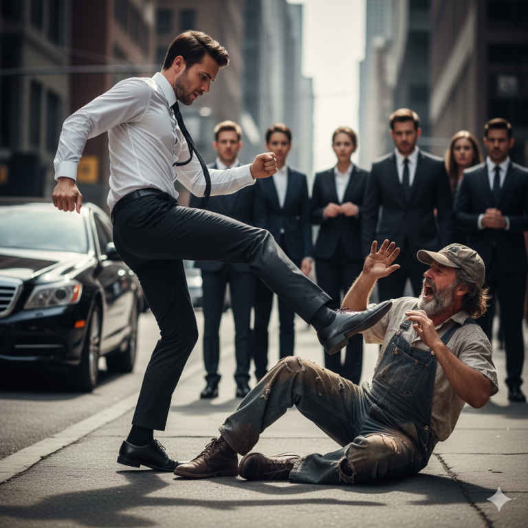 Hijo de MILLONARIO PATEÓ a un ANCIANO — sin saber que era su PADRE DISFRAZADO probando su CARÁCTER