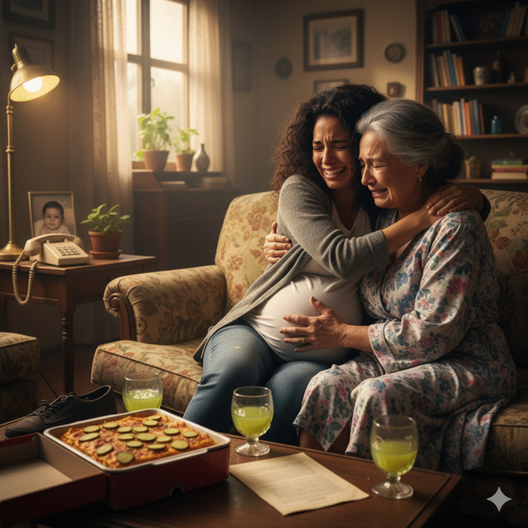 “Le llevaba lasaña a mi vecina… hasta que me confesó entre lágrimas que era mi mamá biológica —una verdad que cambió mi vida para siempre”