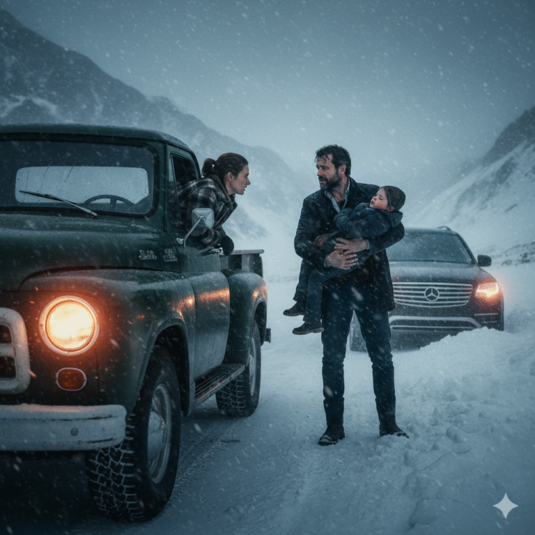 “Pensó que solo ayudaba a un papá perdido en la nieve… sin saber que era millonario y que su vida estaba a punto de cambiar.”