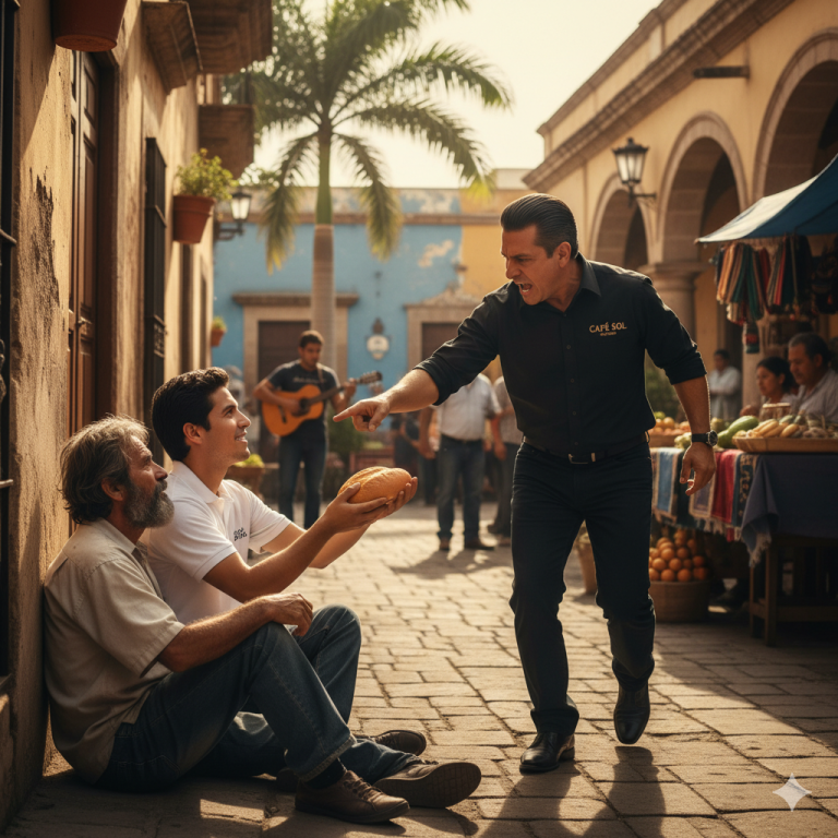 “Un joven empleado compartió su pan con un hombre sin hogar… segundos después, descubrió que había salvado su carrera para siempre”