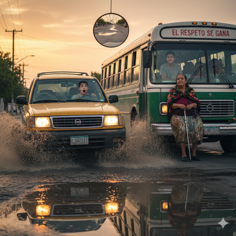 Título: “Cuando el charco habló más fuerte que el motor”