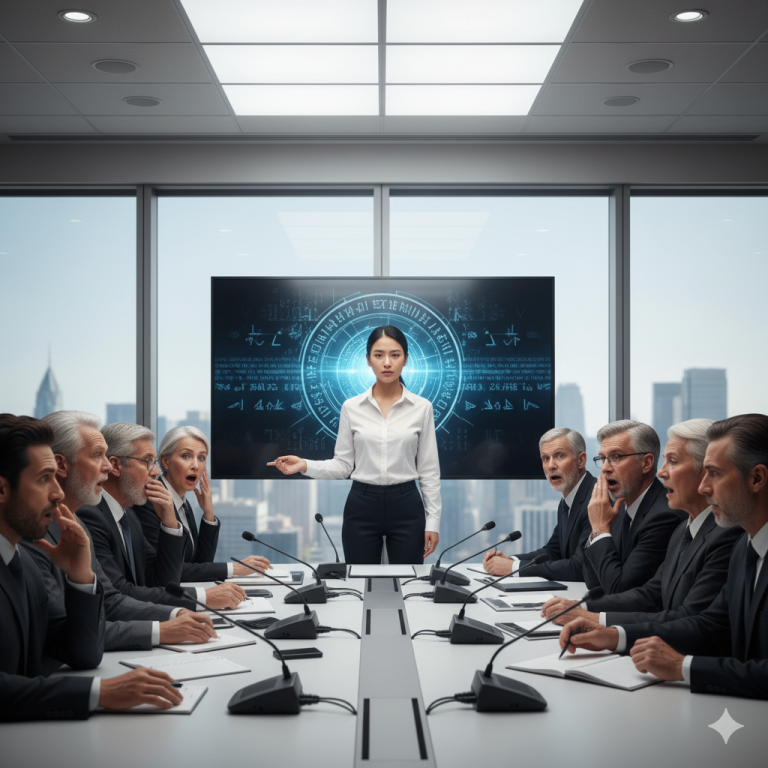 Entre aplausos inciertos, una joven aprendiz se levantó para traducir lo impensable.