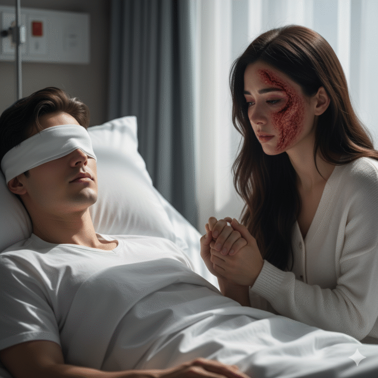 Me casé con un ciego que no sabía que estaba desfigurada; ahora quiere operarme para verme.