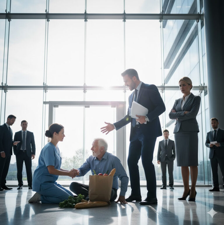 ¡Iban a despedirla por auxiliar a un anciano caído! Pero entonces apareció el CEO… y lo llamó “papá”!