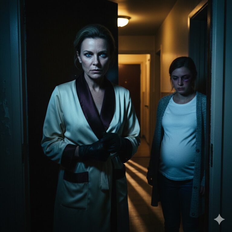 Mi hija de 9 meses de embarazo apareció a las 5 AM, con la cara magullada. “Leo me golpeó”, lloró ella. Mi yerno llamó gruñendo: “No sabes con quién estás tratando.”No tenía idea de que esta ‘vieja madre’ era una investigadora policial jubilada que pasó 20 años encarcelando a hombres como él.