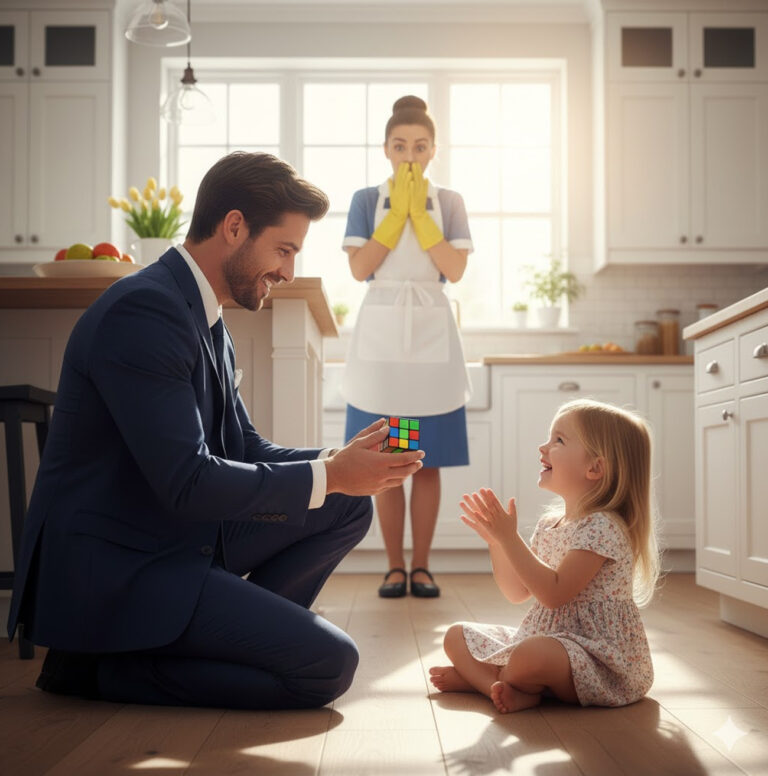 LA HUMILDE EMPLEADA DE LIMPIEZA LLEVA A SU PEQUEÑA HIJA AL TRABAJO PORQUE NO TENÍA OTRA OPCIÓN — PERO NADIE IMAGINÓ QUE EL GESTO DEL MILLONARIO DESPUÉS DE ESO DEJARÍA A TODOS EN SHOCK