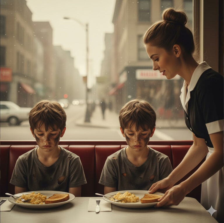 Camarera Ofreció Comida a Dos Huérfanos, 17 Años Más Tarde un Coche de Lujo Aparece en su Casa…