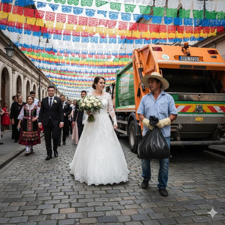 Toda la familia del novio se fue en medio de la boda al descubrir que los padres de la novia “trabajaban recogiendo basura”. Justo en ese momento, llegó un camión de basura, del cual bajó el padre de la novia… y todos quedaron en silencio al ver lo que él traía en las manos.
