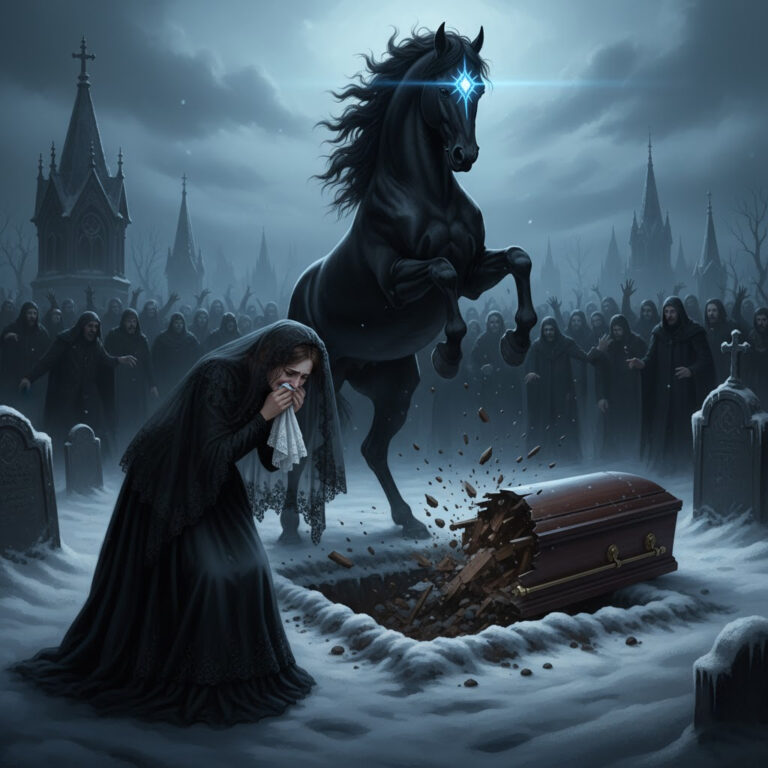 El día del funeral de mi esposo, su caballo rompió la tapa del ataúd. Todos pensaron que había enloquecido del dolor, pero lo que vimos dentro nos dejó helados