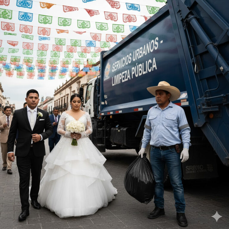 Toda la familia del novio se fue en medio de la boda al descubrir quee los padres de la novia “trabajaban recogiendo basura”. Justo en ese momento, llegó un camión de basura, del cual bajó el padre de la novia… y todos quedaron en silencio al ver lo que él traía en las manos.