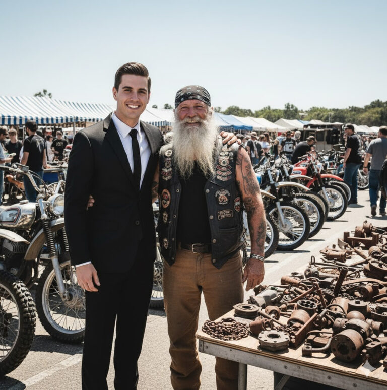 “El motociclista que me crió no era mi padre; era un viejo mecánico sucio que me encontró durmiendo en su contenedor de basura detrás del taller cuando tenía catorce años.”