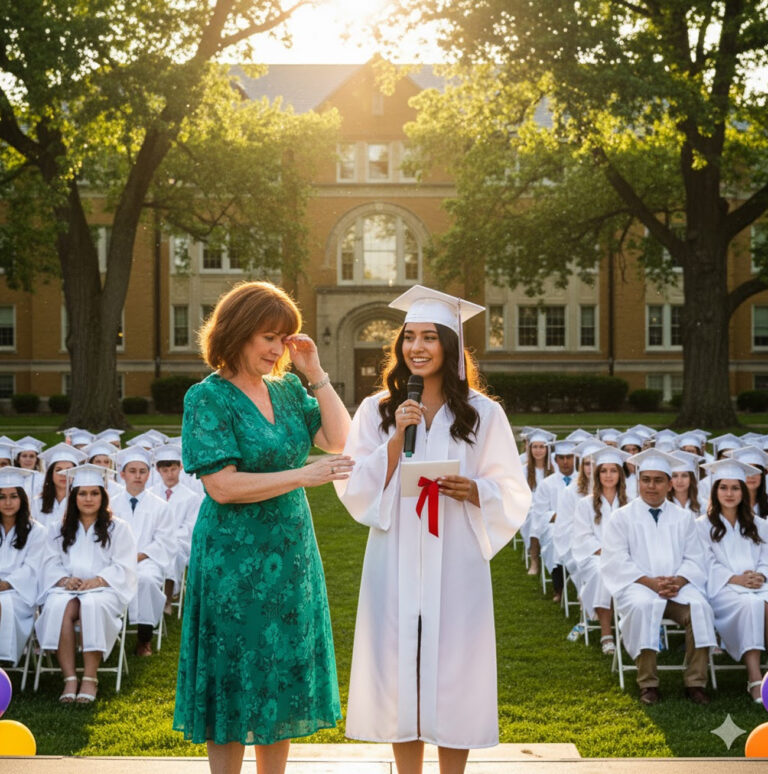 Una madre se ganaba la vida recogiendo basura; su hija fue rechazada durante doce años en la escuela — pero, en la ceremonia de graduación, pronunció una sola frase que hizo que toda la sala se pusiera de pie, llorando…