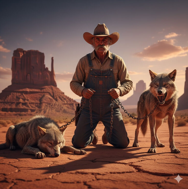 Un Vaquero Encuentra a Un Lobo Encadenado Con Su Cachorro… Lo Que Pasó Después Dadie Lo Podía Creer…
