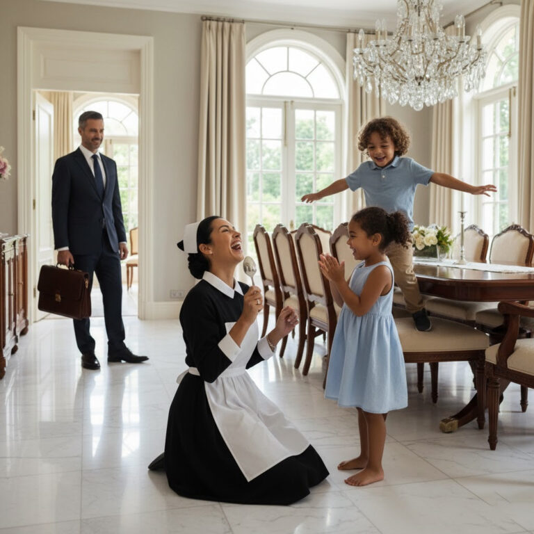 Un millionario regresa antes de lo previsto — Lo que vio que hacía su empleada doméstica con sus hijos lo hizo estallar en lágrimas…