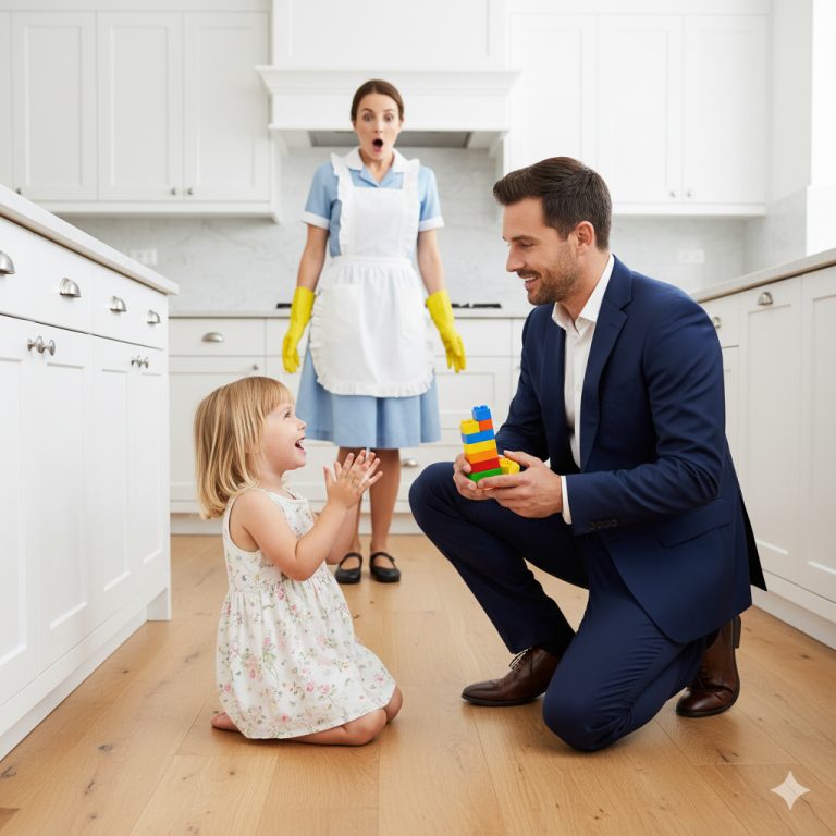 LA HUMILDE EMPLEADA LLEVA A SU HIJITA AL TRABAJO… Y EL GESTO DEL MILLONARIO DEJÓ A TODOS EN SHOCK