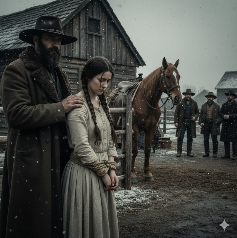 “¡No compres el caballo!” — gritó ella, con los ojos llenos de desesperación — “Cómprame a mí, vaquero… seré tuya para siempre, aunque tenga que pagarlo con sangre y lágrimas esta noche…”